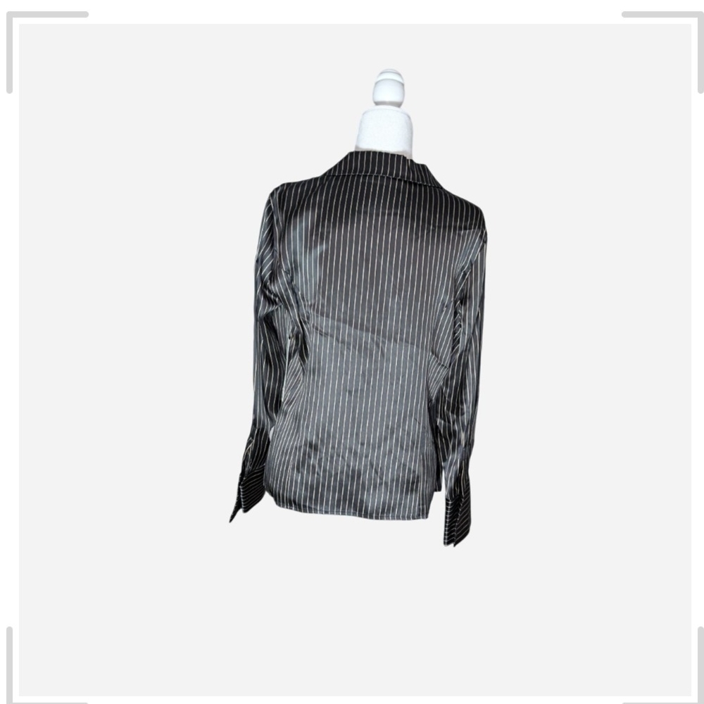 Kate Hill Black and White Striped Dress Shirt - Picture 2 of 10
